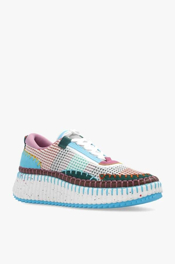 Chloé Nama Bunteama Sneaker Gerecycled Materiaal Blauw Dames