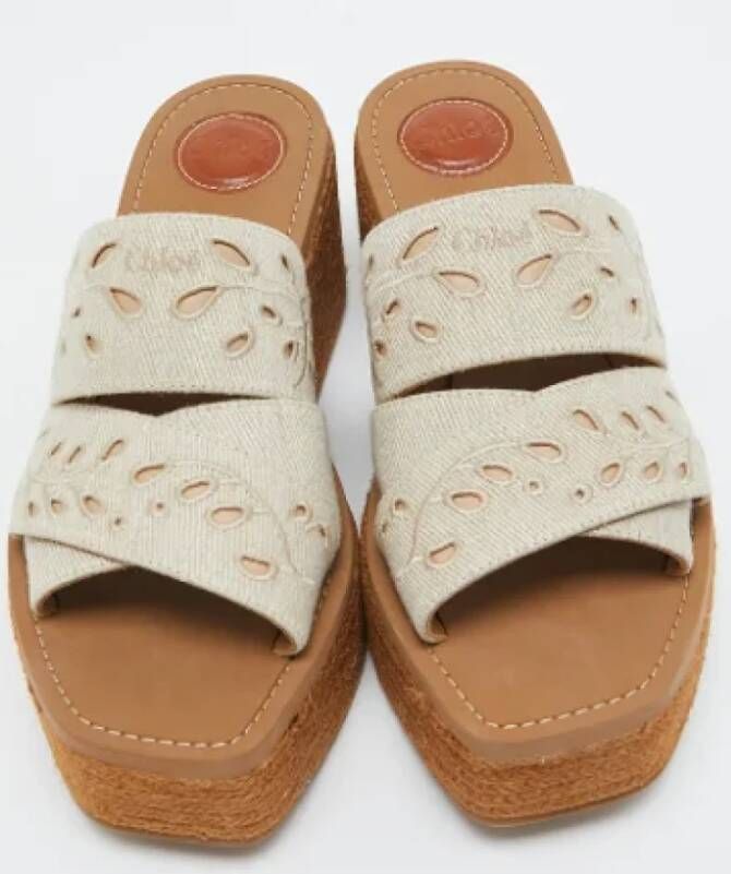Chloé Pre-owned Denim sandals Beige Dames