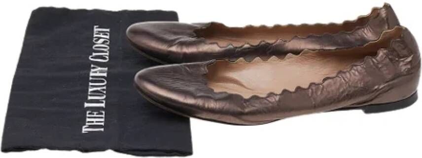 Chloé Pre-owned Leather flats Gray Dames