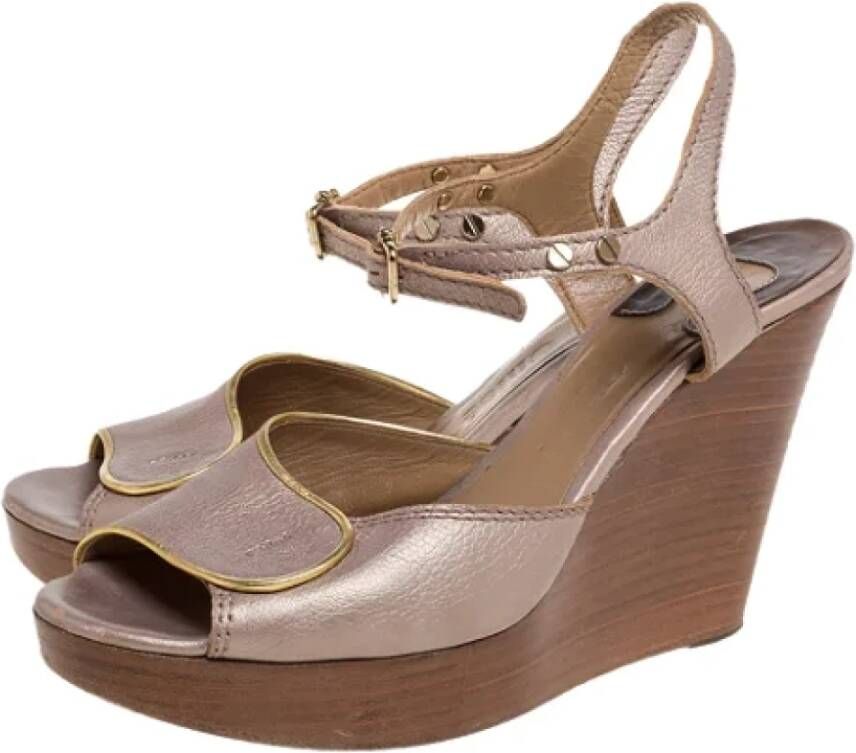 Chloé Pre-owned Leather sandals Gray Dames