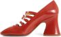 Chloé Rode Leren Enkelband Blokhak Schoenen - Thumbnail 2