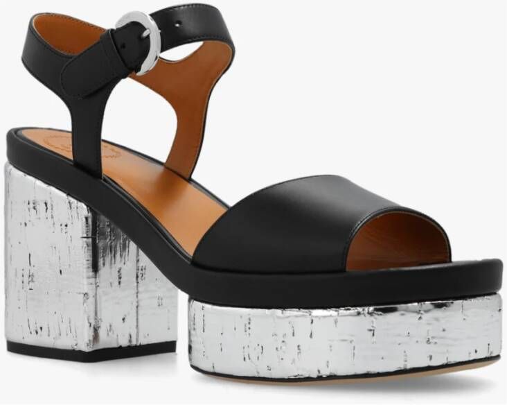 Chloé Zwarte Odina Plateau Sandalen met Hoge Hakken Zwart Dames