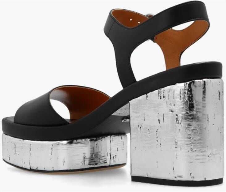 Chloé Zwarte Odina Plateau Sandalen met Hoge Hakken Zwart Dames