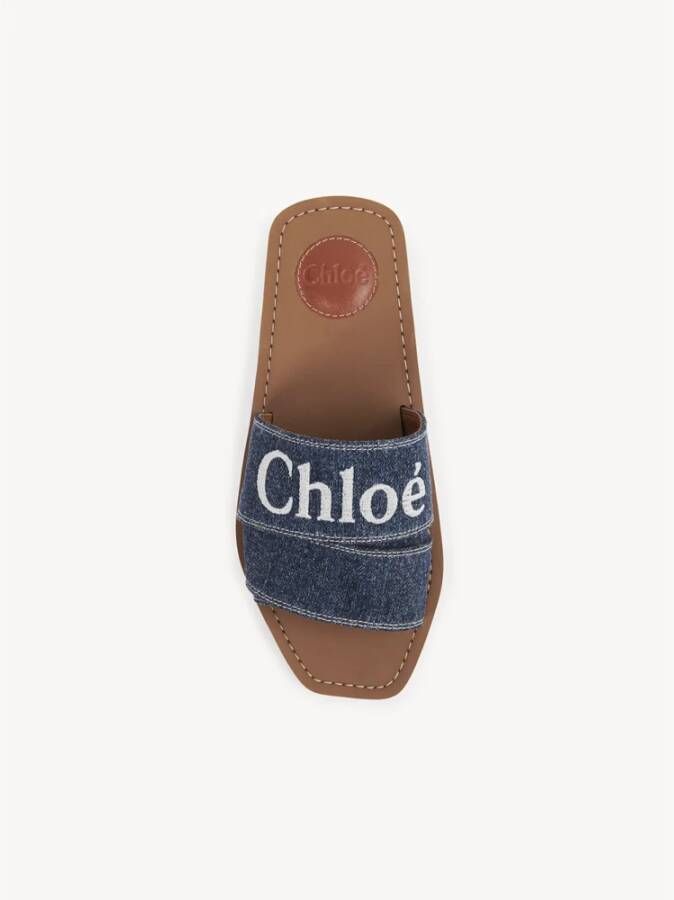 Chloé Blauwe Lint Sliders Blauw Dames