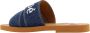 Chloé Denimblauwe Katoenen Slides met Dubbele Voorkantband Blue - Thumbnail 4