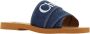 Chloé Denimblauwe Katoenen Slides met Dubbele Voorkantband Blue - Thumbnail 5