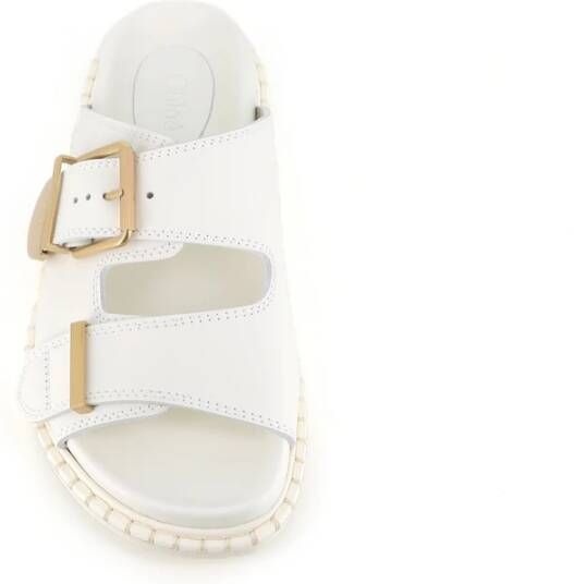 Chloé Witte Leren Sandalen met Metalen Details White Dames