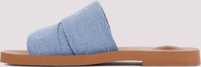 Chloé Woody Flat Mules Blue Dames