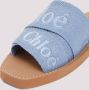 Chloé Woody slipper van canvas met logo - Thumbnail 12