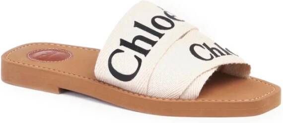 Chloé Woody Flat Mules White Dames