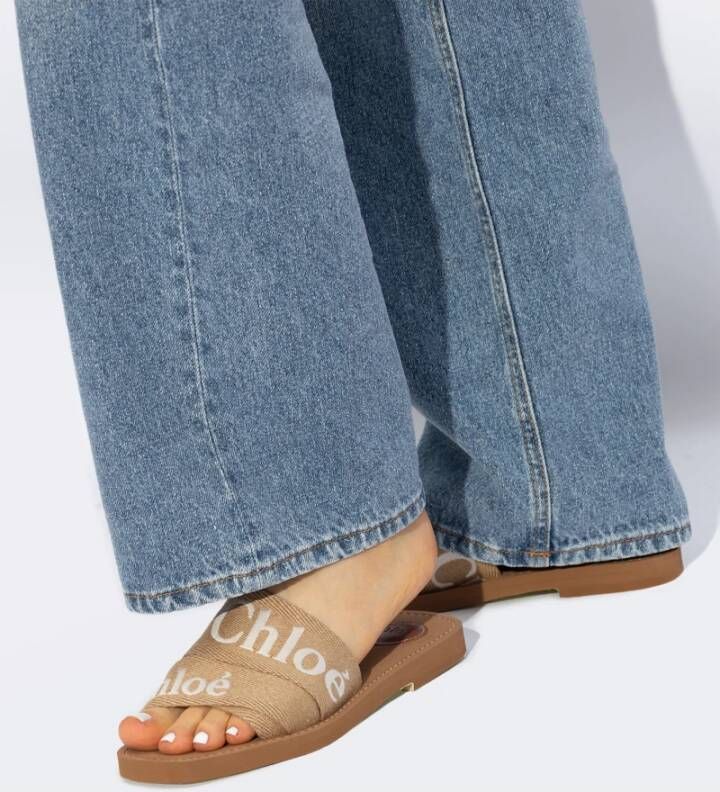 Chloé Woody platte muiltjes Beige Dames