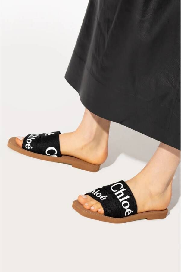 Chloé Woody Flat Mules Black Dames