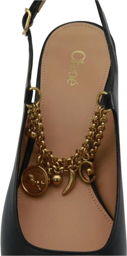 Chloé Zwarte hakken slingbacks met bedeltjes