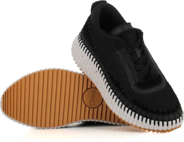 Chloé Zwarte Handgemaakte Sneakers van Gerecyclede Materialen Black Dames