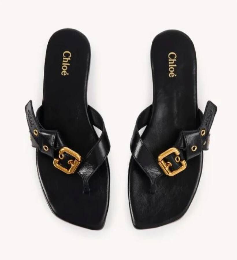 Chloé Zwarte Leren Instap Sandalen Black Dames