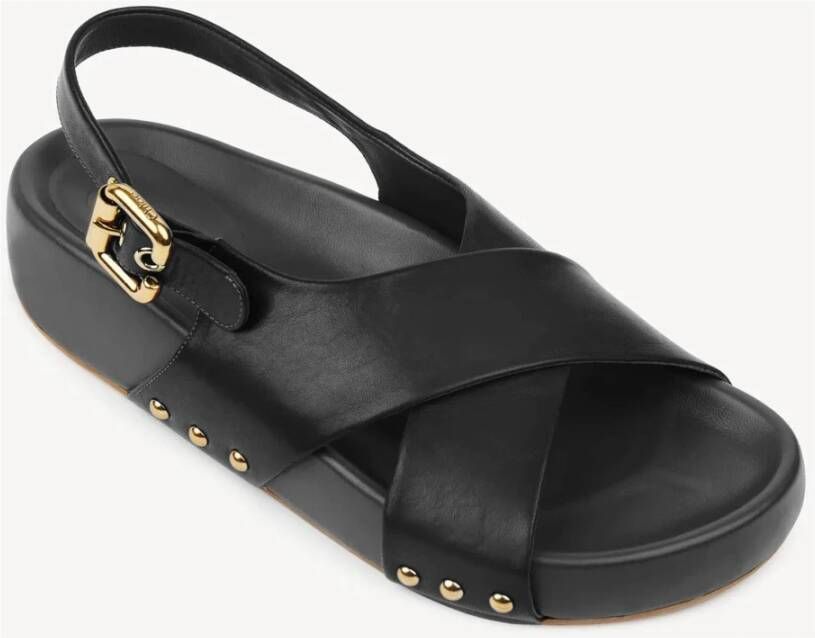 Chloé Zwarte leren sandalen met anatomisch voetbed