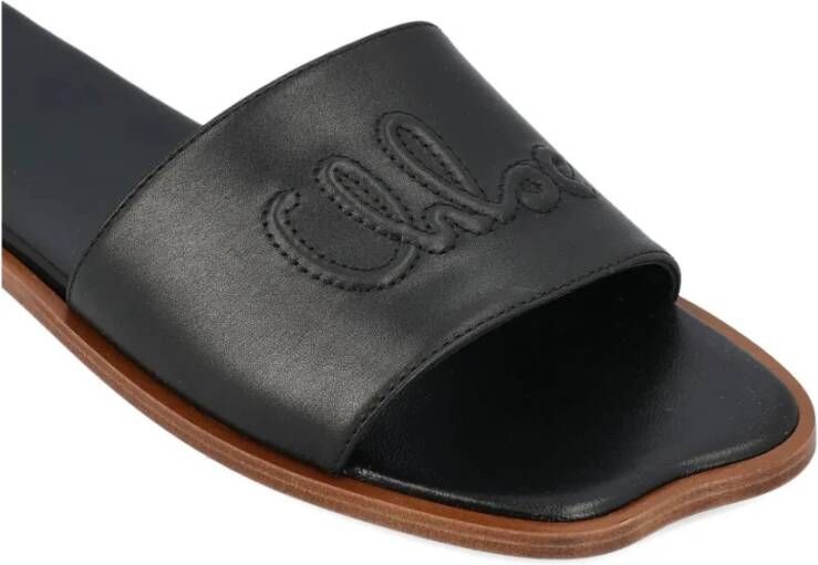 Chloé Zwarte Platte Leren Schoenen