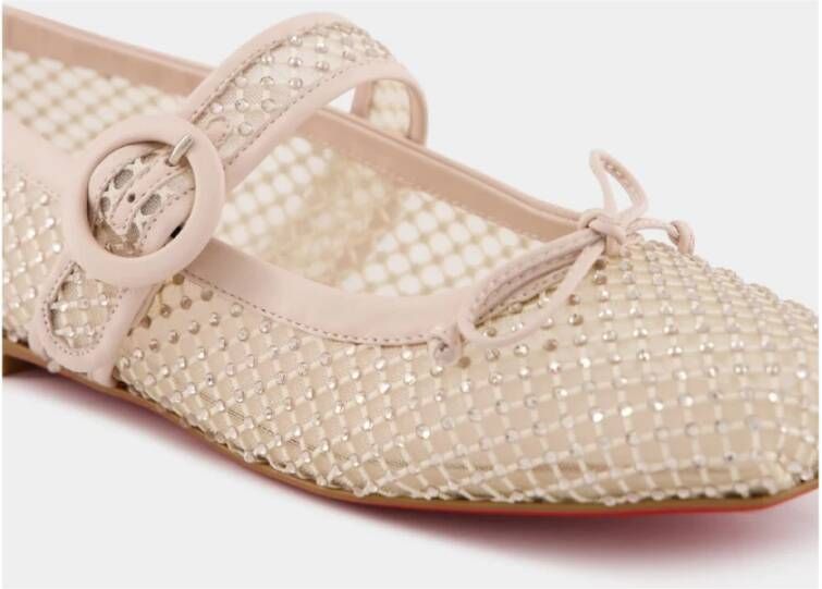 Christian Louboutin Beige Mesh Ballerina's met Strass