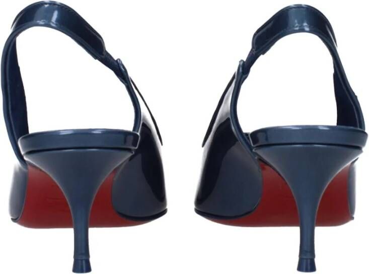 Christian Louboutin Blauwe Patentleren Puntige Neus Sandalen