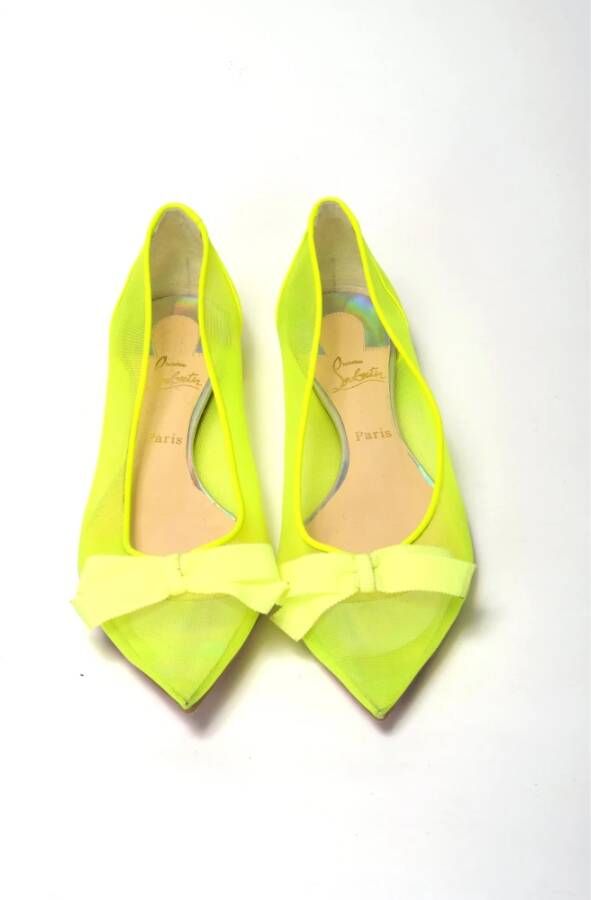 Christian Louboutin Fluro Gele Platte Puntige Schoen Yellow Dames