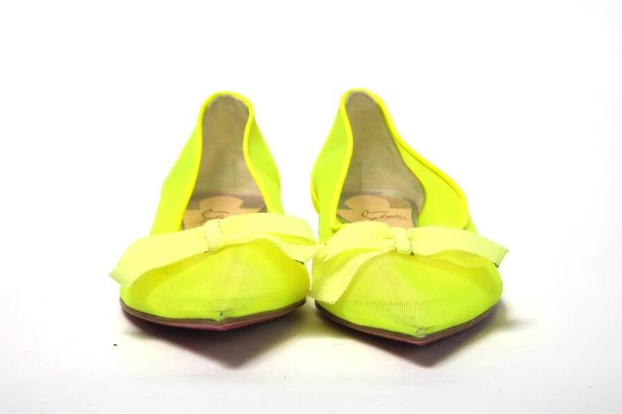 Christian Louboutin Fluro Gele Platte Puntige Schoen Yellow Dames