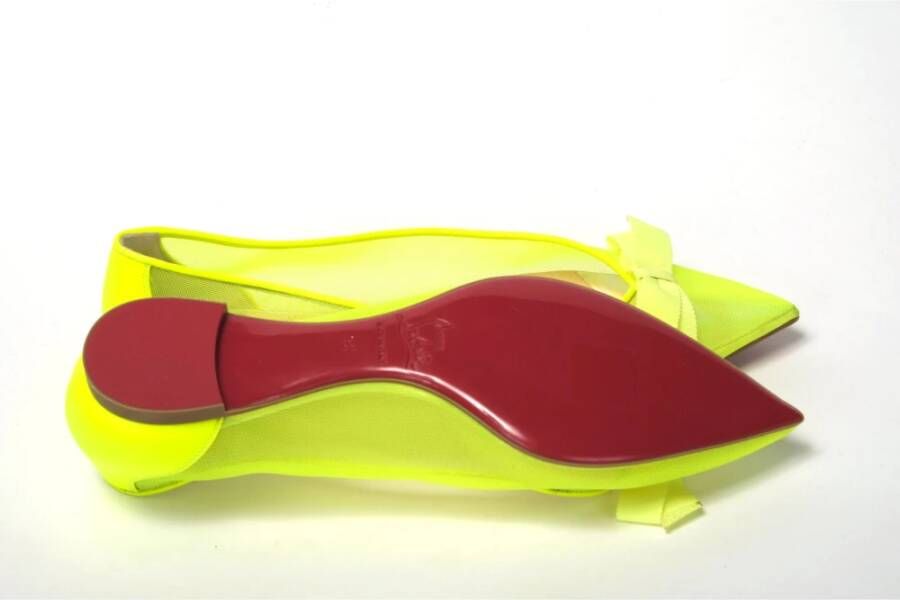 Christian Louboutin Fluro Gele Platte Puntige Schoen Yellow Dames