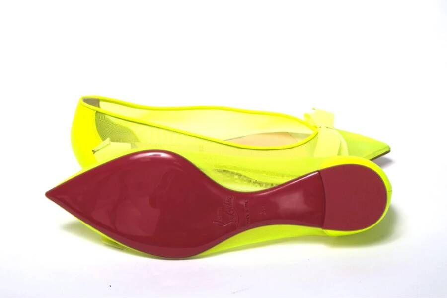 Christian Louboutin Fluro Gele Platte Puntige Schoen Yellow Dames