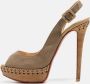 Christian Louboutin Pre-owned Canvas sandals Brown Dames - Thumbnail 2