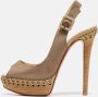 Christian Louboutin Pre-owned Canvas sandals Gray Dames - Thumbnail 2