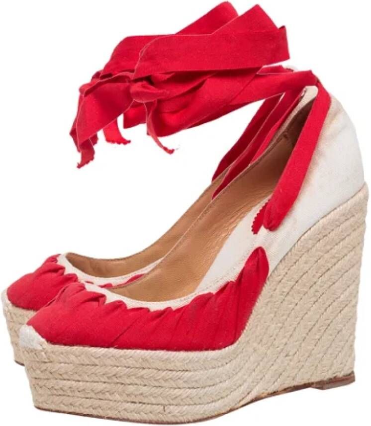 Christian Louboutin Pre-owned Canvas sandals Red Dames
