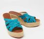 Christian Louboutin Pre-owned Fabric sandals Blue Dames - Thumbnail 3