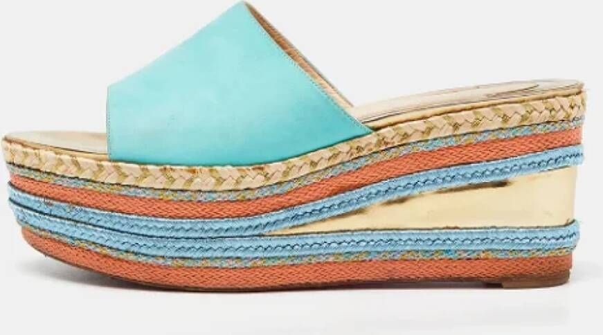 Christian Louboutin Pre-owned Leather espadrilles Blue Dames