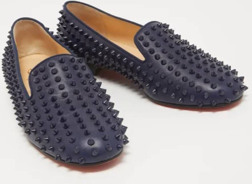 Christian Louboutin Pre-owned Leather flats Blue Dames