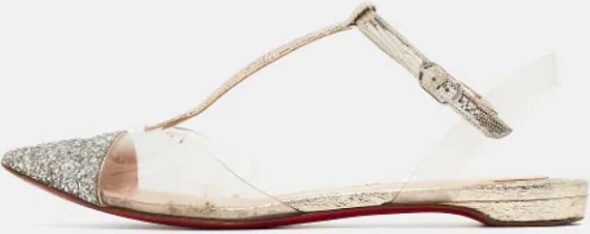 Christian Louboutin Pre-owned Leather flats Gray Dames