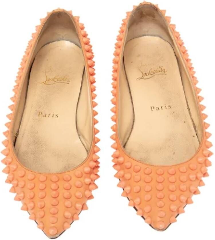 Christian Louboutin Pre-owned Leather flats Orange Dames