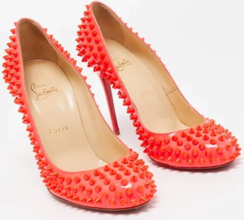 Christian Louboutin Pre-owned Leather heels Orange Dames