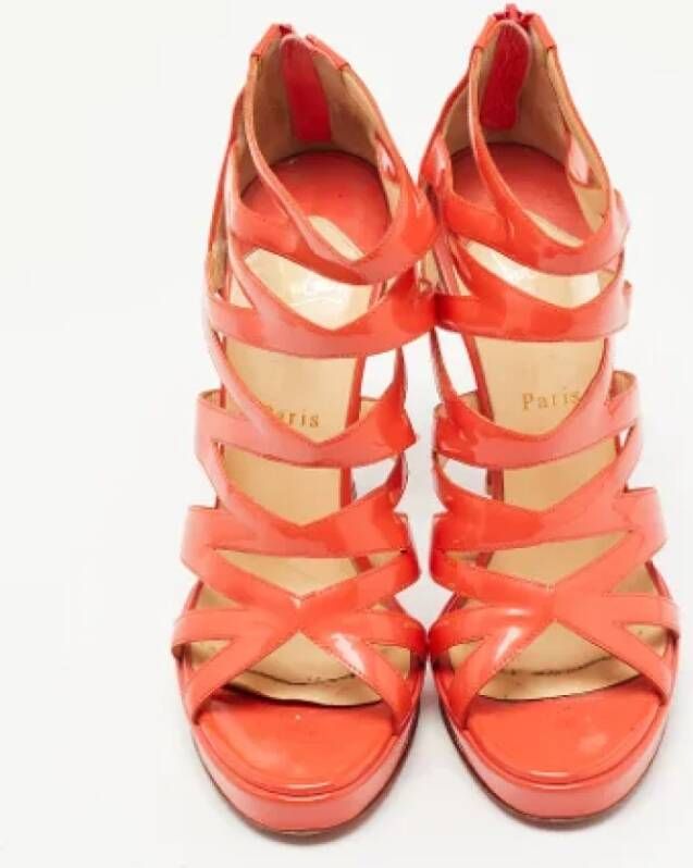 Christian Louboutin Pre-owned Leather sandals Orange Dames