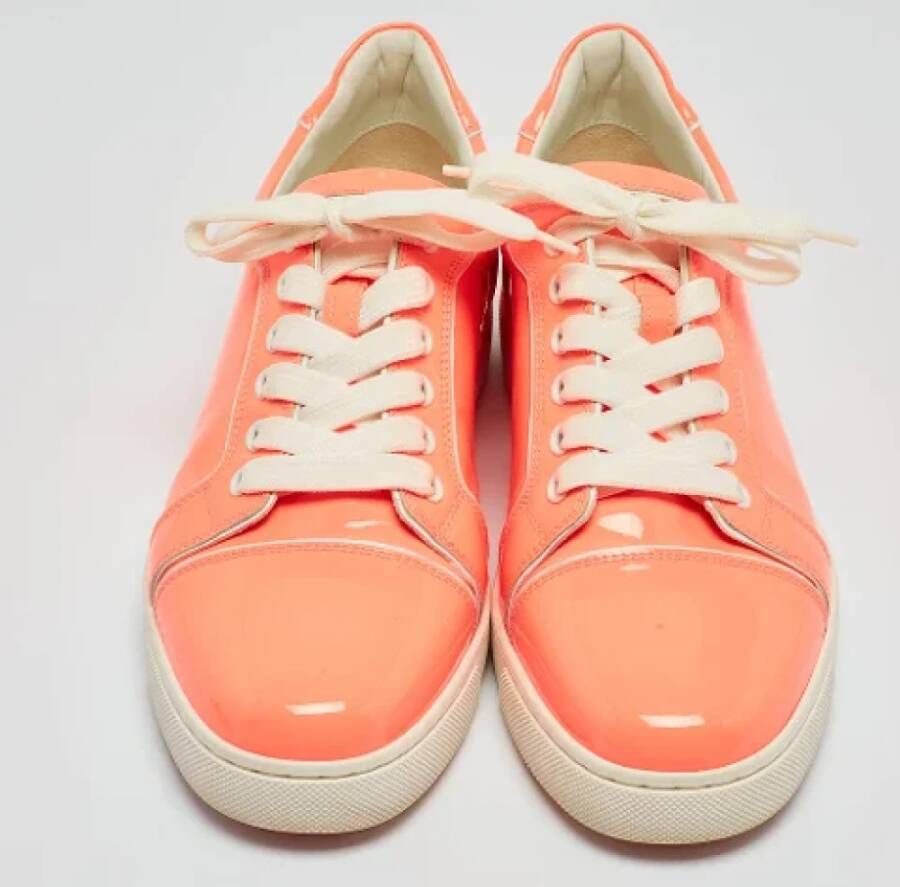 Christian Louboutin Pre-owned Leather sneakers Orange Dames