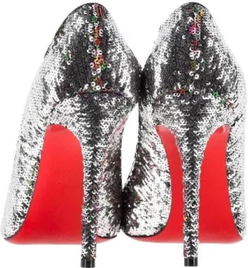 Christian Louboutin Pre-owned Polyester heels Gray Dames