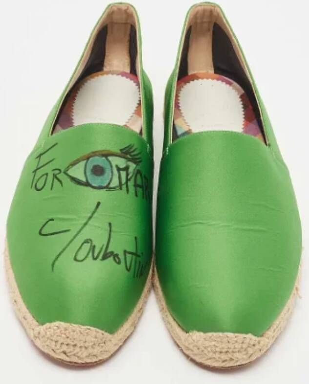 Christian Louboutin Pre-owned Satin flats Green Dames