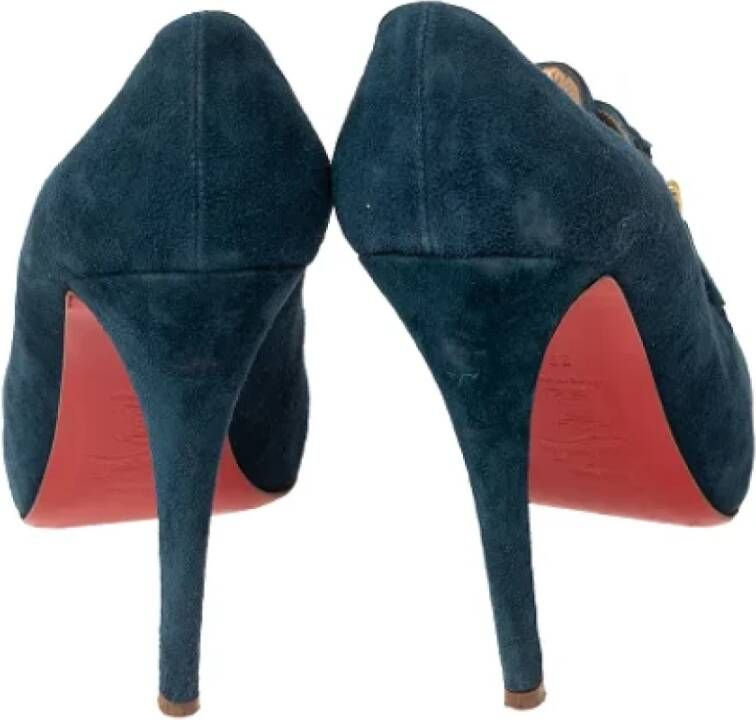Christian Louboutin Pre-owned Suede boots Blue Dames