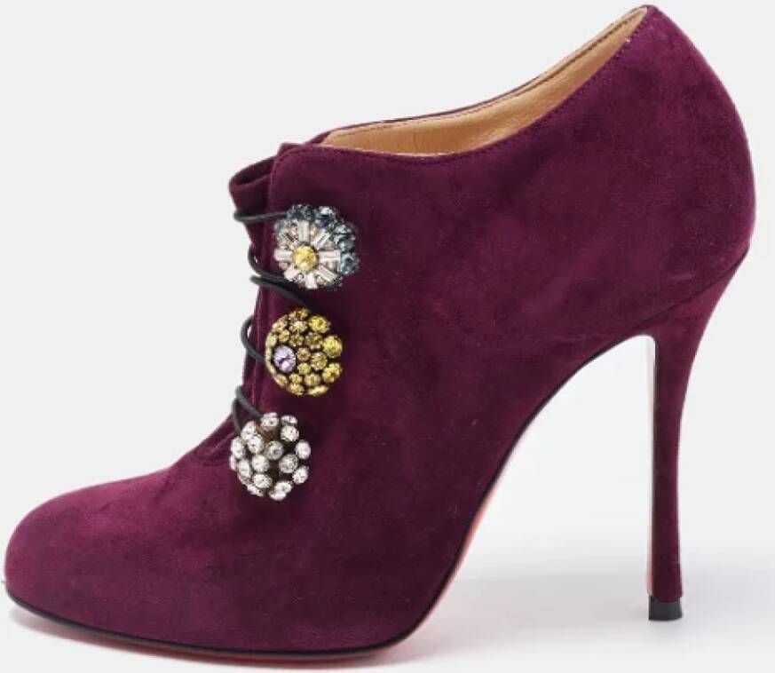 Christian Louboutin Pre-owned Suede boots Purple Dames