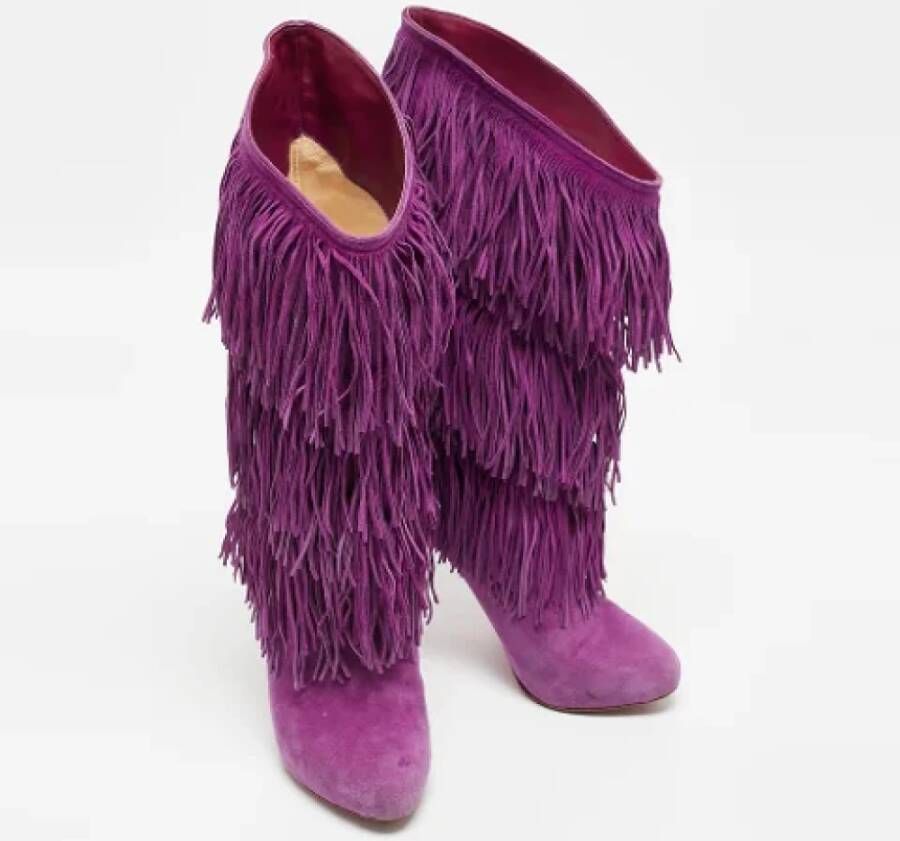 Christian Louboutin Pre-owned Suede boots Purple Dames