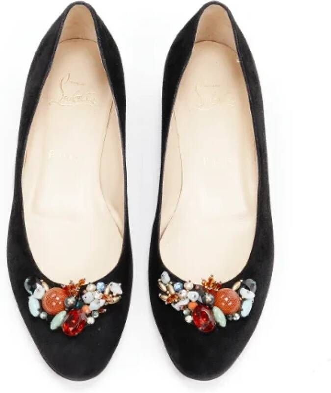 Christian Louboutin Pre-owned Suede flats Black Dames