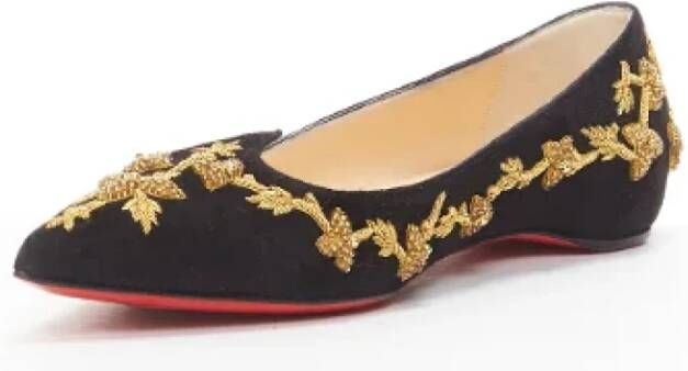 Christian Louboutin Pre-owned Suede flats Black Dames