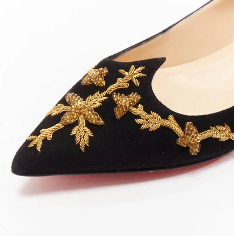 Christian Louboutin Pre-owned Suede flats Black Dames