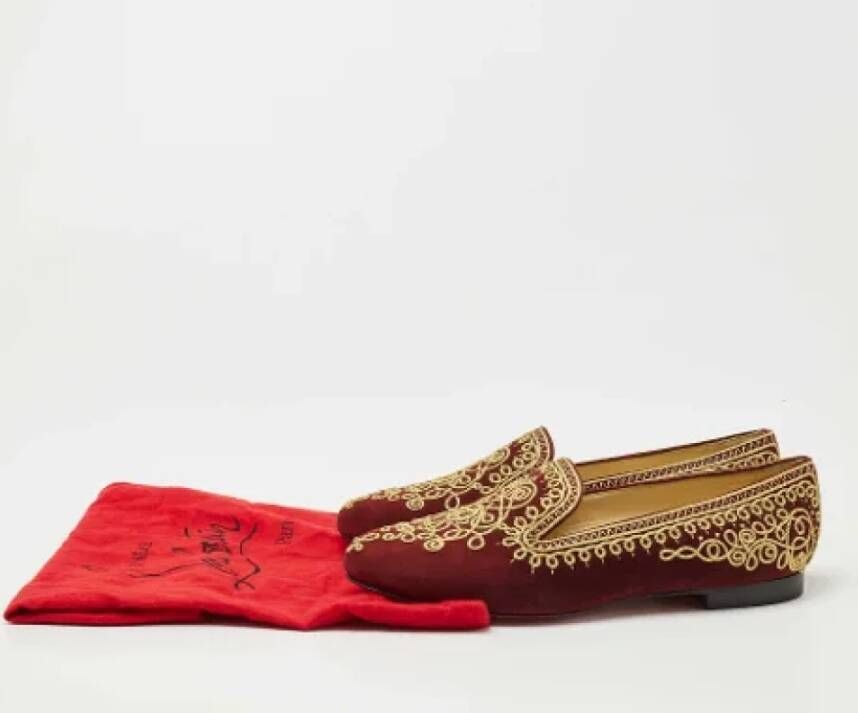Christian Louboutin Pre-owned Suede flats Red Dames
