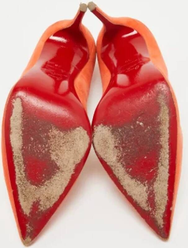Christian Louboutin Pre-owned Suede heels Orange Dames