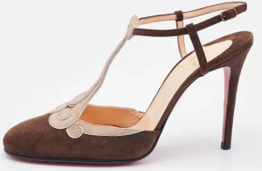 Christian Louboutin Pre-owned Suede sandals Brown Dames