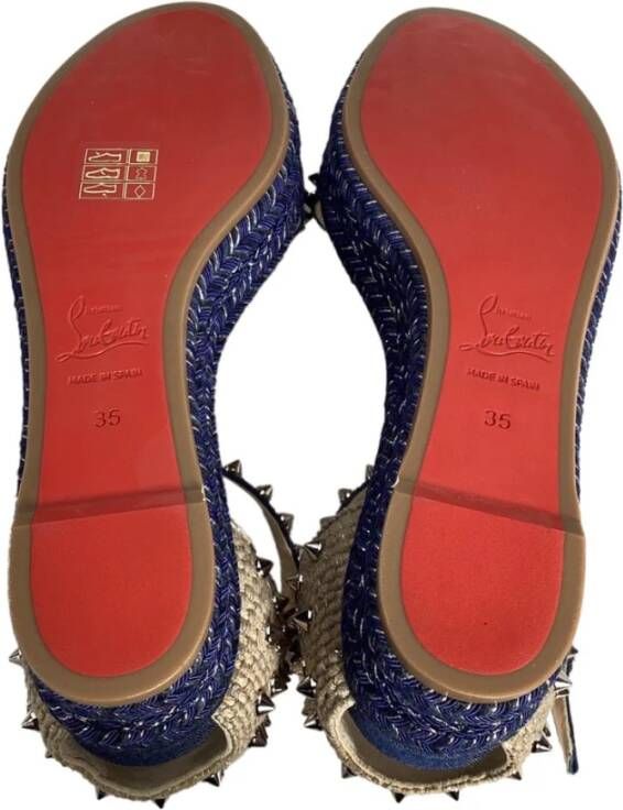 Christian Louboutin Pre-owned Tweedehands Denim Espadrille Plateau Sandalen